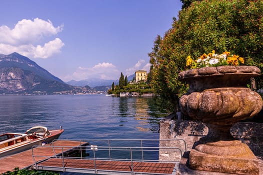 VARENNA, ITALY, JUNE 05, 2019 : exteriors and gardens of villa Monastero, on lake Como, june 05, 2019, in Varenna, italy