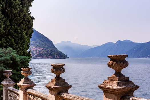 VARENNA, ITALY, JUNE 05, 2019 : exteriors and gardens of villa Monastero, on lake Como, june 05, 2019, in Varenna, italy