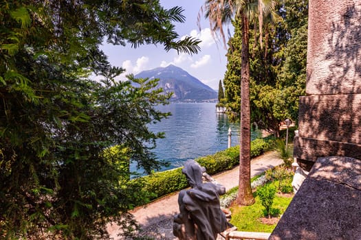 VARENNA, ITALY, JUNE 05, 2019 : exteriors and gardens of villa Monastero, on lake Como, june 05, 2019, in Varenna, italy