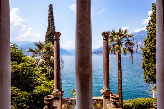 VARENNA, ITALY, JUNE 05, 2019 : exteriors and gardens of villa Monastero, on lake Como, june 05, 2019, in Varenna, italy