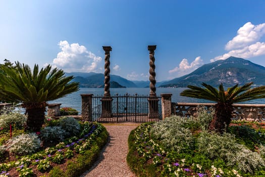 VARENNA, ITALY, JUNE 05, 2019 : exteriors and gardens of villa Monastero, on lake Como, june 05, 2019, in Varenna, italy