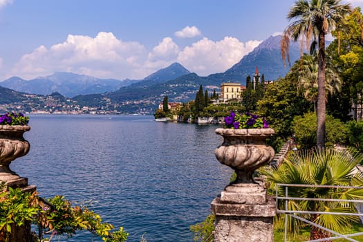 VARENNA, ITALY, JUNE 05, 2019 : exteriors and gardens of villa Monastero, on lake Como, june 05, 2019, in Varenna, italy