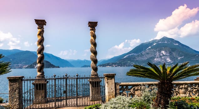 VARENNA, ITALY, JUNE 05, 2019 : exteriors and gardens of villa Monastero, on lake Como, june 05, 2019, in Varenna, italy