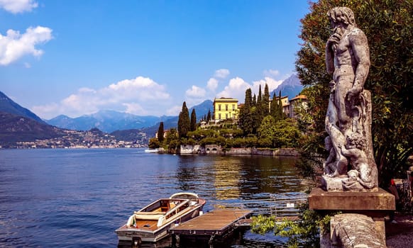 VARENNA, ITALY, JUNE 05, 2019 : exteriors and gardens of villa Monastero, on lake Como, june 05, 2019, in Varenna, italy