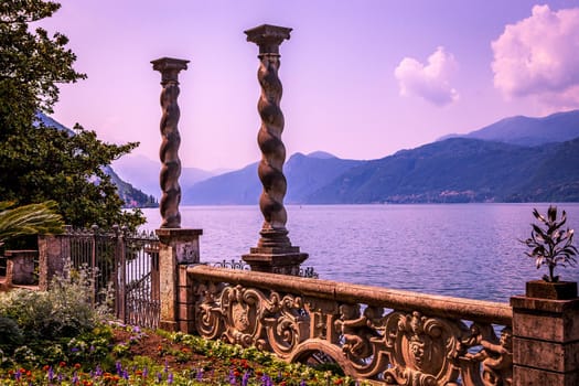 VARENNA, ITALY, JUNE 05, 2019 : exteriors and gardens of villa Monastero, on lake Como, june 05, 2019, in Varenna, italy