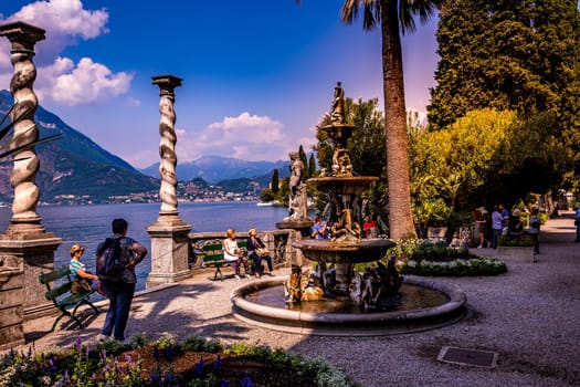 VARENNA, ITALY, JUNE 05, 2019 : exteriors and gardens of villa Monastero, on lake Como, june 05, 2019, in Varenna, italy