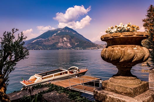 VARENNA, ITALY, JUNE 05, 2019 : exteriors and gardens of villa Monastero, on lake Como, june 05, 2019, in Varenna, italy