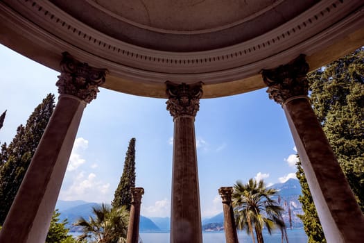 VARENNA, ITALY, JUNE 05, 2019 : exteriors and gardens of villa Monastero, on lake Como, june 05, 2019, in Varenna, italy