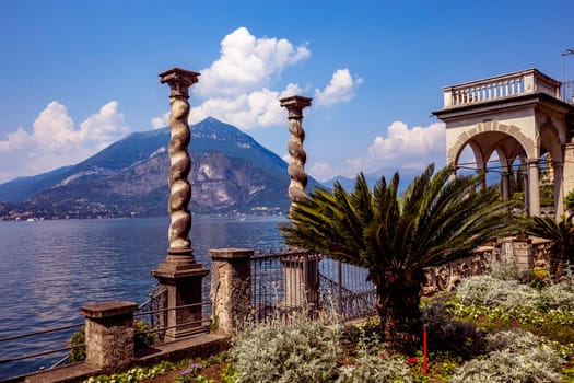 VARENNA, ITALY, JUNE 05, 2019 : exteriors and gardens of villa Monastero, on lake Como, june 05, 2019, in Varenna, italy