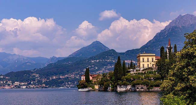 VARENNA, ITALY, JUNE 05, 2019 : exteriors and gardens of villa Monastero, on lake Como, june 05, 2019, in Varenna, italy