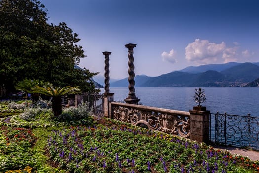 VARENNA, ITALY, JUNE 05, 2019 : exteriors and gardens of villa Monastero, on lake Como, june 05, 2019, in Varenna, italy