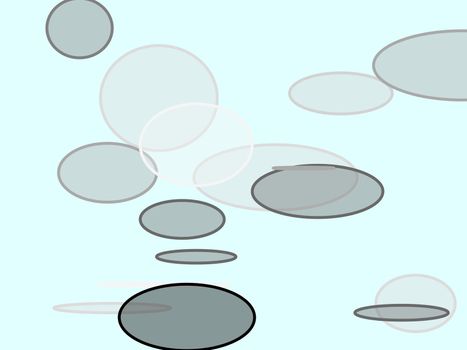 Abstract minimalist grey illustration with ellipses and light cyan background