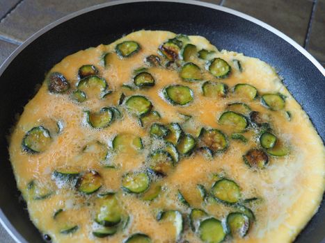 omelet made with eggs and zucchini vegetables