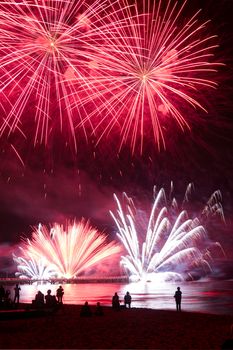 Event pyrotechnics on the pier of Forte dei Marmi Tuscany Italy