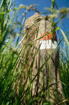 Signals typical for the identification of the path in the park of the Apuan Alps Italy