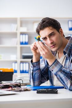 Computer hardware repair and fixing concept by experienced technician