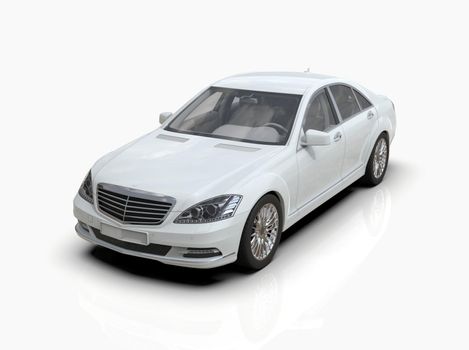 Generic and Brandless Luxury Car Isolated on White 3d Illustration, Contemporary Sedan Studio, Dealership Automobile Industry, Auto Transport, Infographics Automotive Background, City Vehicle Template