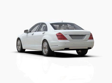 Generic and Brandless Luxury Car Isolated on White 3d Illustration, Contemporary Sedan Studio, Dealership Automobile Industry, Auto Transport, Infographics Automotive Background, City Vehicle Template