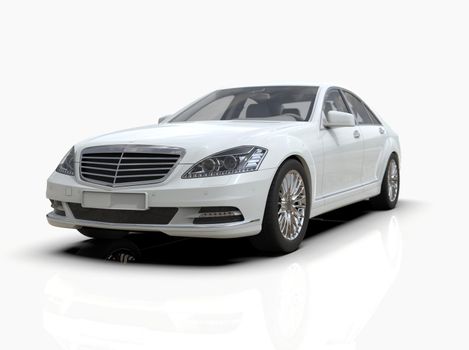 Generic and Brandless Luxury Car Isolated on White 3d Illustration, Contemporary Sedan Studio, Dealership Automobile Industry, Auto Transport, Infographics Automotive Background, City Vehicle Template