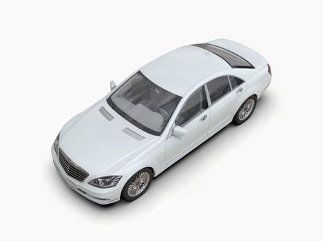Generic and Brandless Luxury Car Isolated on White 3d Illustration, Contemporary Sedan Studio, Dealership Automobile Industry, Auto Transport, Infographics Automotive Background, City Vehicle Template