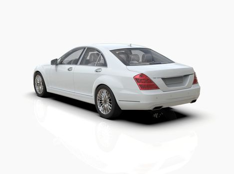 Generic and Brandless Luxury Car Isolated on White 3d Illustration, Contemporary Sedan Studio, Dealership Automobile Industry, Auto Transport, Infographics Automotive Background, City Vehicle Template