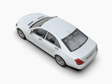 Generic and Brandless Luxury Car Isolated on White 3d Illustration, Contemporary Sedan Studio, Dealership Automobile Industry, Auto Transport, Infographics Automotive Background, City Vehicle Template