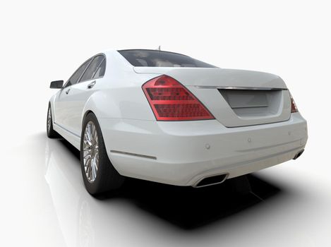 Generic and Brandless Luxury Car Isolated on White 3d Illustration, Contemporary Sedan Studio, Dealership Automobile Industry, Auto Transport, Infographics Automotive Background, City Vehicle Template