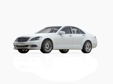 Generic and Brandless Luxury Car Isolated on White 3d Illustration, Contemporary Sedan Studio, Dealership Automobile Industry, Auto Transport, Infographics Automotive Background, City Vehicle Template
