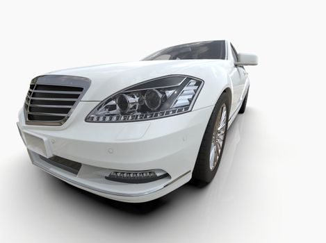 Generic and Brandless Luxury Car Isolated on White 3d Illustration, Contemporary Sedan Studio, Dealership Automobile Industry, Auto Transport, Infographics Automotive Background, City Vehicle Template