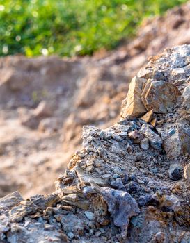 Texture of stone and soil on rocky mountain soil