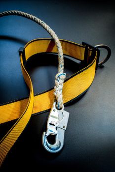 Hook and rope with Yellow belt of Safety Equipment