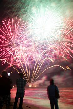 Event pyrotechnics on the pier of Forte dei Marmi Tuscany Italy
