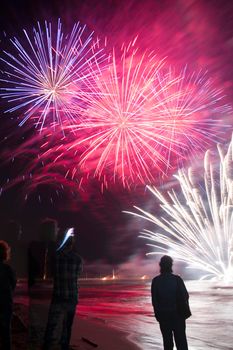 Event pyrotechnics on the pier of Forte dei Marmi Tuscany Italy
