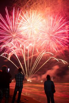 Event pyrotechnics on the pier of Forte dei Marmi Tuscany Italy
