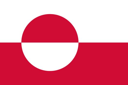 Greenland flag in real proportions and colors, vector image