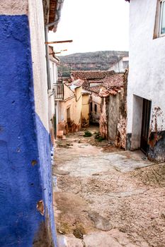 Narrow streets and old facades in Alcaraz, Castilla la Mancha community, Spain