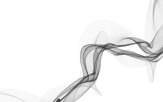 Abstract background with monochrome wave lines on white background. Modern technology background.