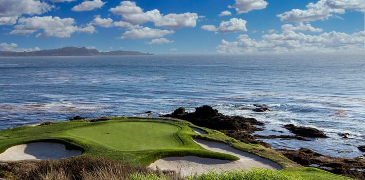 A view of Pebble Beach golf  course, hole 7, Monterey, California, USA