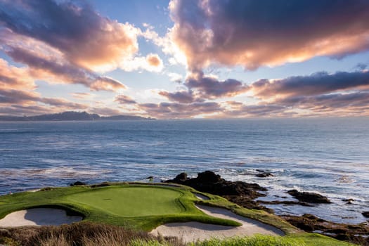 A view of Pebble Beach golf  course, hole 7, Monterey, California, USA