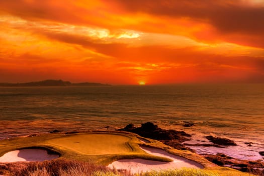 A view of Pebble Beach golf  course, hole 7, Monterey, California, USA