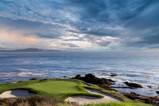 A view of Pebble Beach golf  course, hole 7, Monterey, California, USA