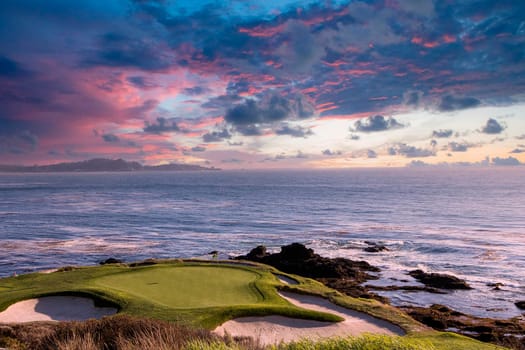 A view of Pebble Beach golf  course, hole 7, Monterey, California, USA