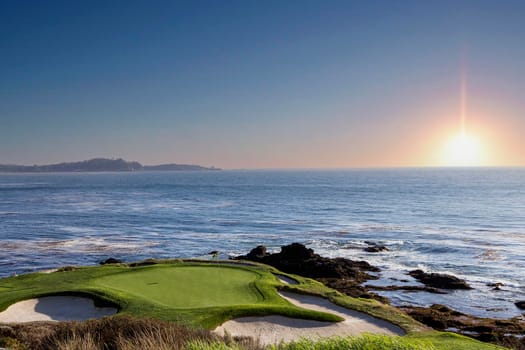 A view of Pebble Beach golf  course, hole 7, Monterey, California, USA