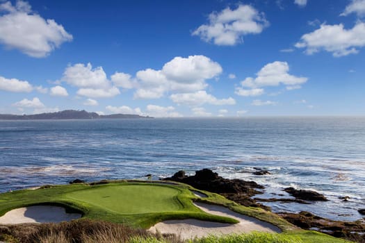 A view of Pebble Beach golf  course, hole 7, Monterey, California, USA