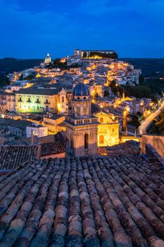 View of Ragusa (Ragusa Ibla), UNESCO heritage town on Italian island of Sicily. View of the city in Ragusa Ibla, Province of Ragusa, Val di Noto, Sicily, Italy. 