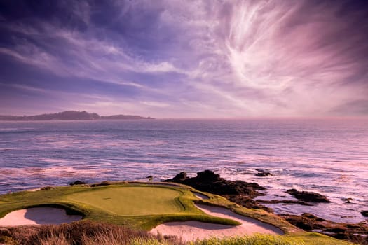 A view of Pebble Beach golf  course, hole 7, Monterey, California, USA