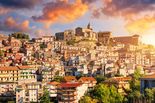 The medieval hill town of Francavilla di Sicilia. Italy, Sicily, Messina Province, Francavilla di Sicilia.