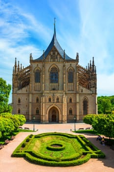 View of Kutna Hora with Saint Barbara's Church that is a UNESCO world heritage site, Czech Republic. Historic center of Kutna Hora, Czech Republic, Europe. 