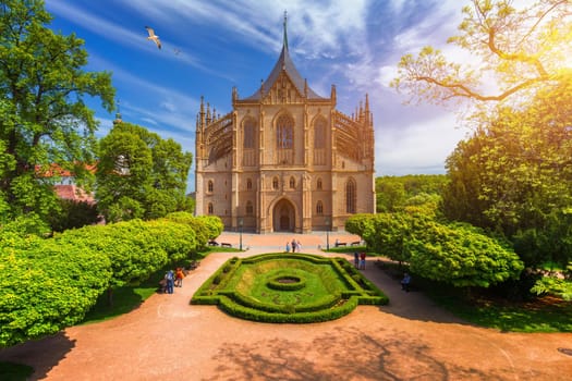 View of Kutna Hora with Saint Barbara's Church that is a UNESCO world heritage site, Czech Republic. Historic center of Kutna Hora, Czech Republic, Europe. 