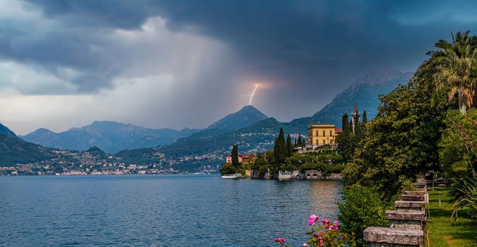 VARENNA, ITALY, JUNE 05, 2019 : exteriors and gardens of villa Monastero, on lake Como, june 05, 2019, in Varenna, italy